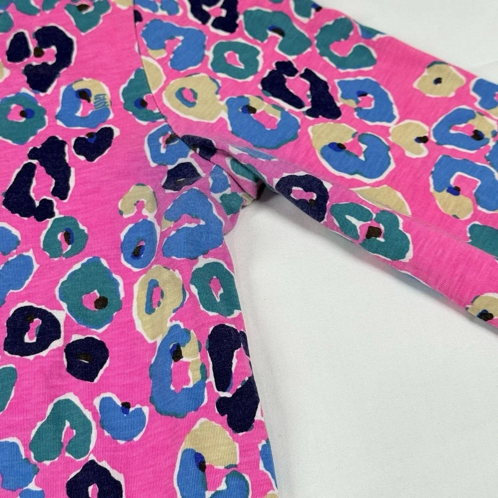 Lilly Pulitzer Corine Dress‎ Small Paws Off Pink Leopard Print Small 3/4 Sleeve
